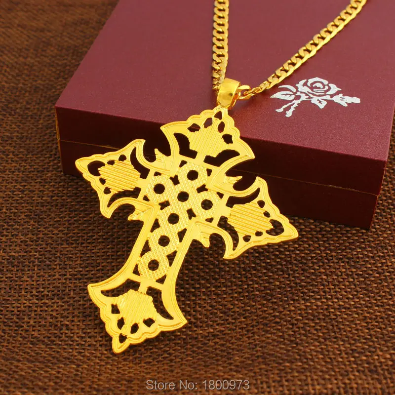 Два дизайн новый модный Эфиопии Иисус крест кулон с покрытыем цвета чистого 24