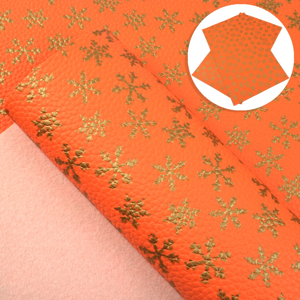 New 20*34cm Gold Foil Litchi Snow Printed Artificial Synthetic Leather For Hair Bow DIY Projects Handbag Shoes,1Yc6930