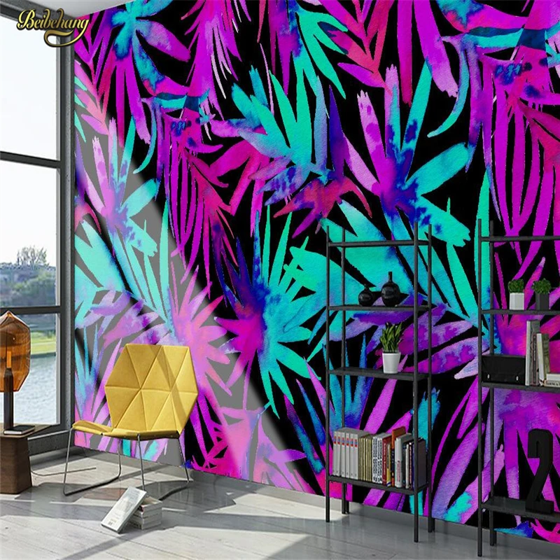 

beibehang Colored tropical plants Photo Wallpaper for Wall Mural Living Room Bedroom Home Decor Wall Papers Papel De Parede 3D