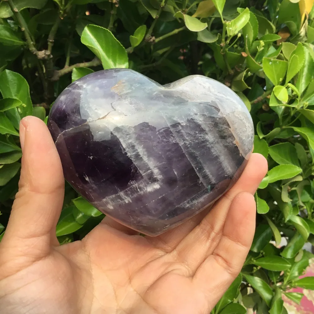 

Heart Shape Decoration Natural Dream Amethyst Stone Carved Crafts Chakra quartz crystal heart