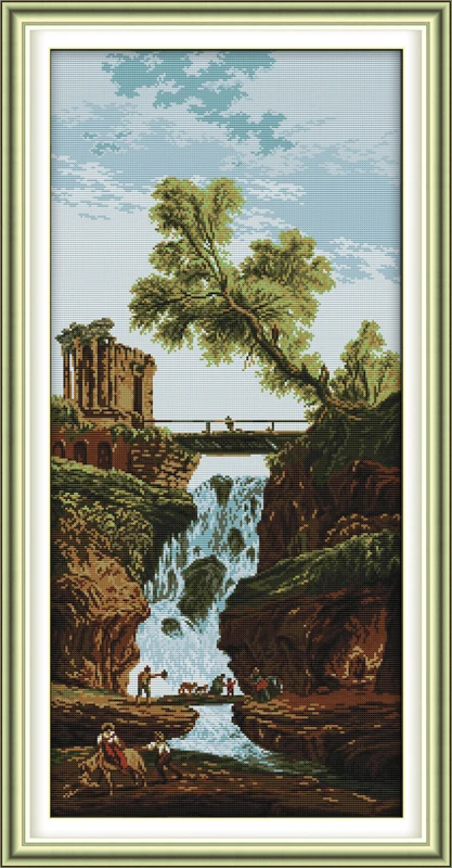 

Waterfall (2) cross stitch kit landscape18ct 14ct 11ct count printed canvas stitching embroidery DIY handmade needlework