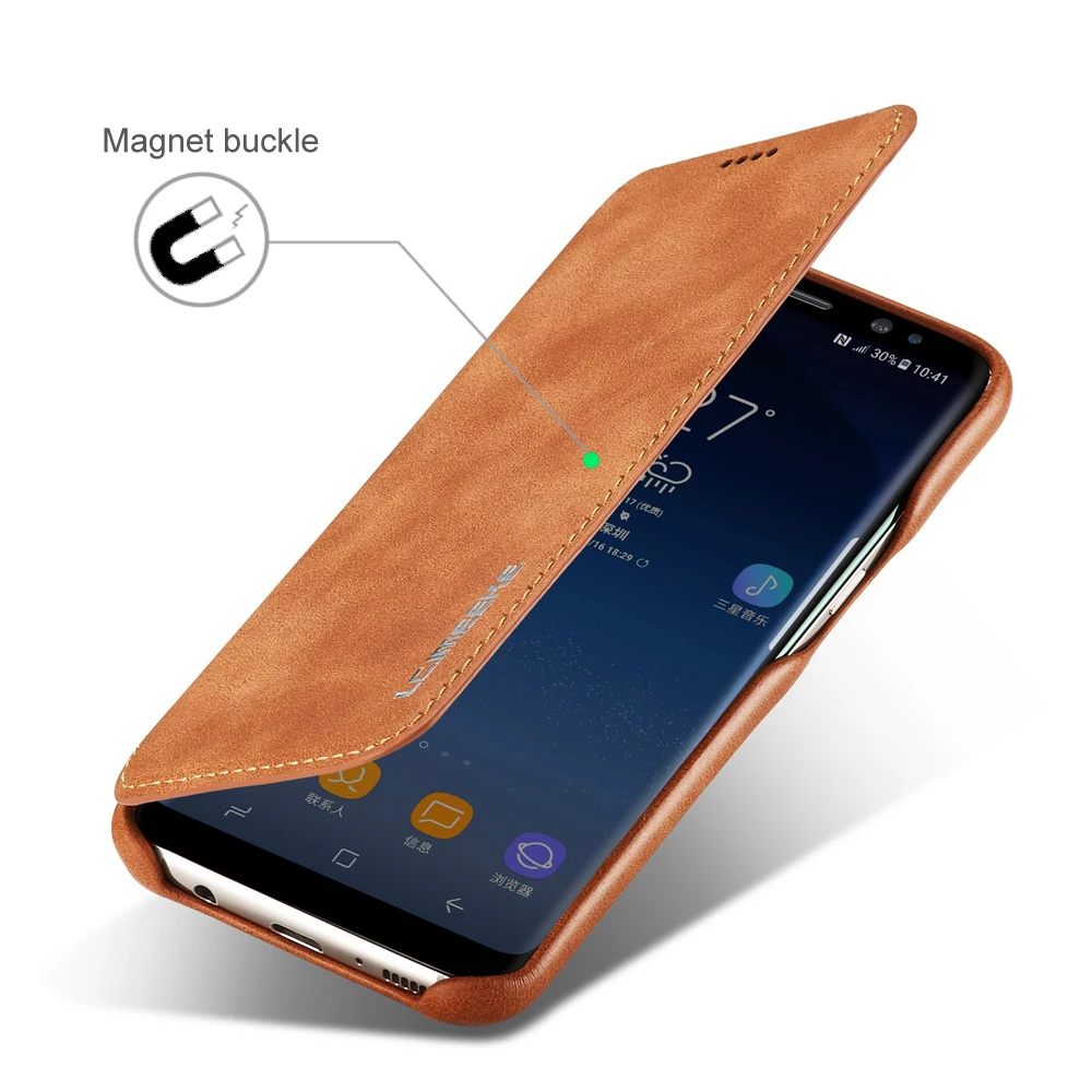 Кожаный флип чехол на магните для Samsung Galaxy S8 Plus кошелек с отделением карт samsung s8