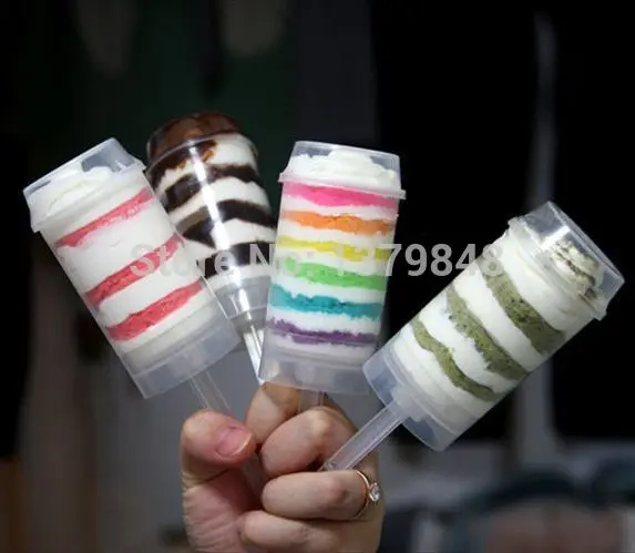 

4pcs Clear Cake Push Up Cake Push Pop Containers For Cupcakes, Cake Ice Cream Mold