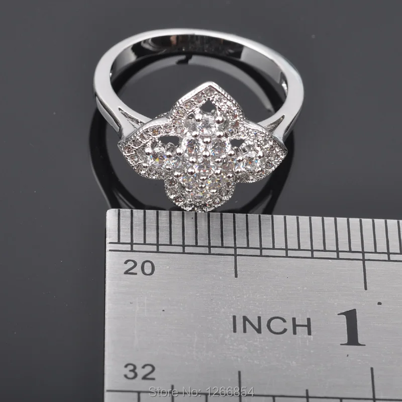 Очаровательный белый кубический цирконий для женщин Посеребренные Ювелирные