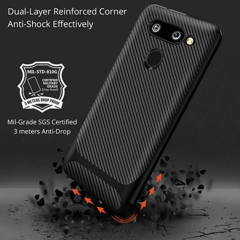 for LG G8 V50 K40 K50 Q60 ThinQ Case Soft Silicon Back Cover Carbon Fiber TPU Shockproof For K12 Plus Stylo 5 Phone Cases |