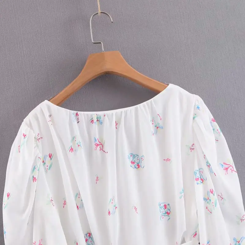 Sexy White Summer Tank Tops Women O Neck Easy Fit Crop Top Lantern Sleeve Sashes Slim Waist Holiday Designer Print Camis Tank