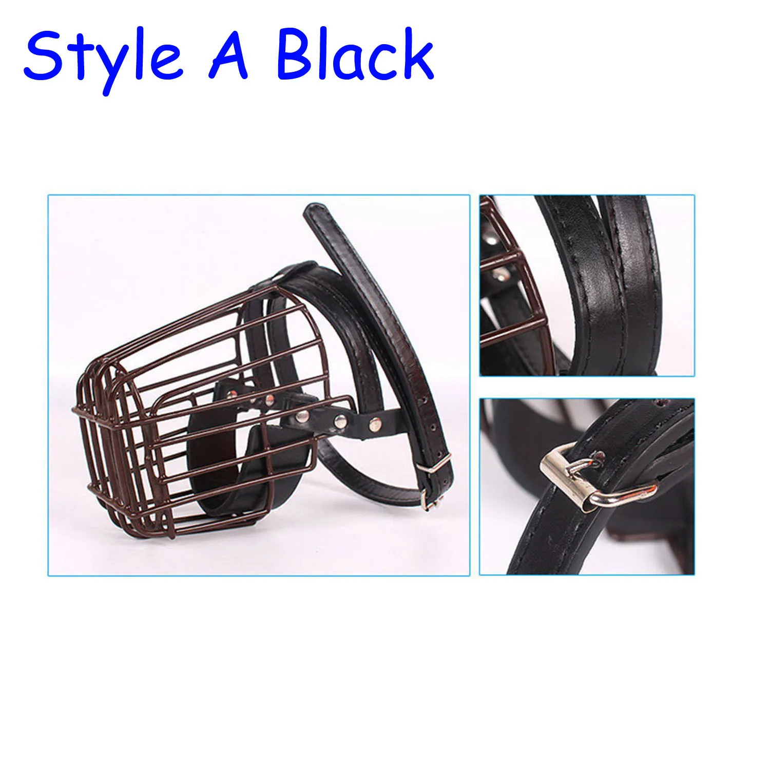 Style A Black Регулируемый намордник для собак, кожа, ПЭТ, рот, корзина, маска, не кора, анти-кусание, клетка, гибкие ремни, анти-подложка, маленькие, большие собаки, мордочки - Цвет: Style A Black