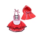 Рождественская мода, милая, 2 шт., на 0-24 м, для новорожденных, для маленьких девочек, ремень без рукавов, с мультяшным принтом, красная кружевная накидка