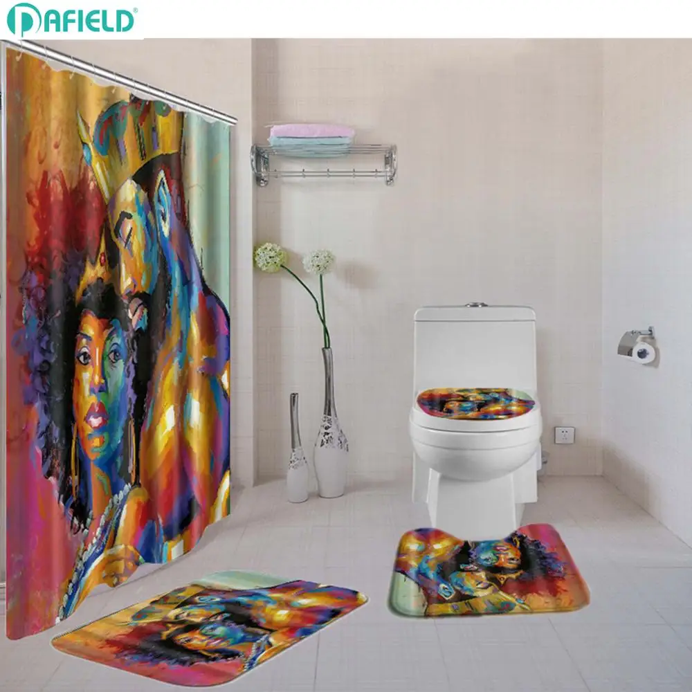 Dafield душ Шторы и коврик для ванной комнаты Набор контур коврики туалета с