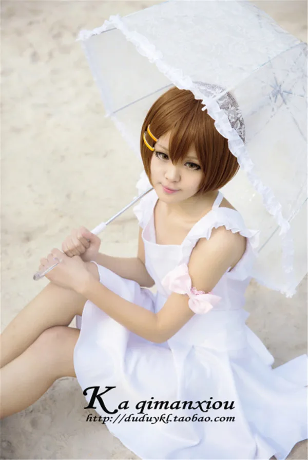 

Anime COSPLAY costume K-ON! Hirasawa Yui Cute White Cosplay Costume Summer Lolita Dress