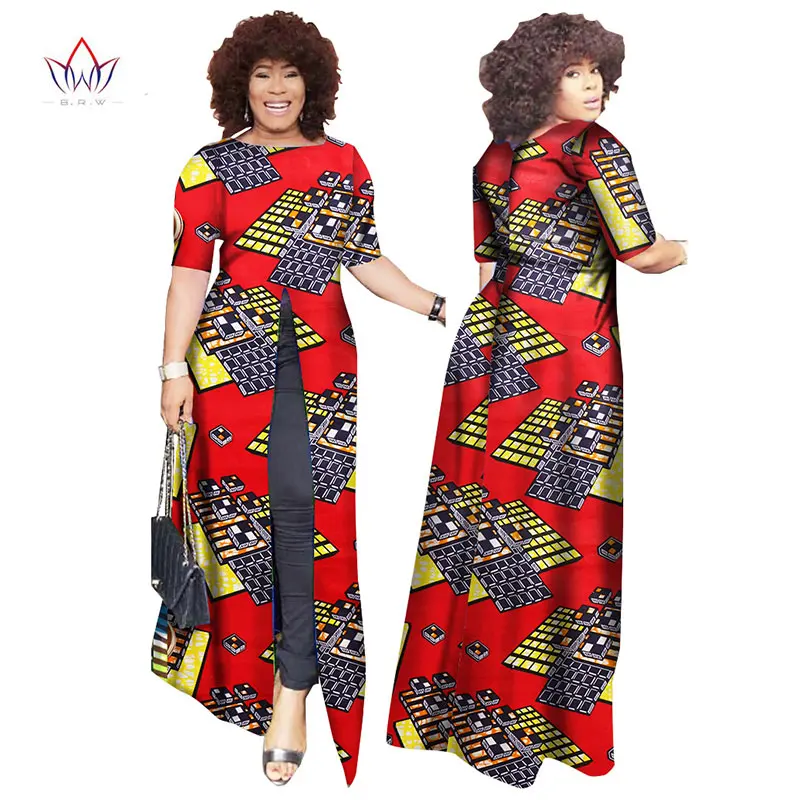 Африканский dashiki африканских платья повседневные Прямые сплит печати Африканский принт хлопок Одежда Сорочка африканского Femme brw WY852