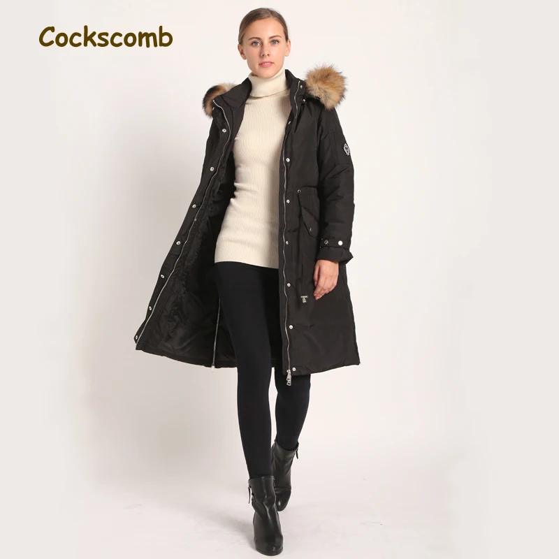 Большой воротник из натурального меха енота пальто на утином пуху верхняя одежда