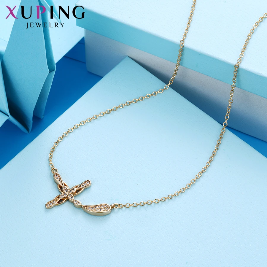 Xuping Новое поступление Модный позолоченный крест с узором ожерелье кулон для