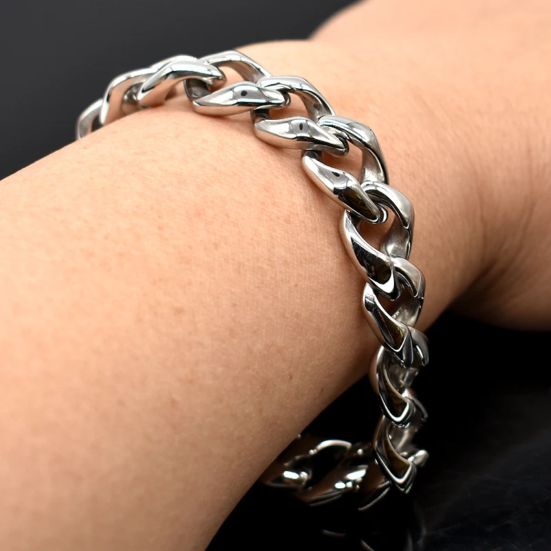 Браслет AMUMIU из нержавеющей стали для мужчин и женщин полированный забрасывающий