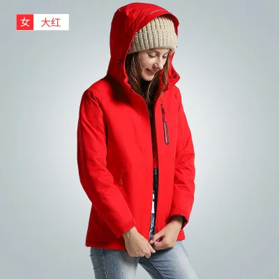 women red Новая быстрая интеллектуальная теплая куртка для женщин и мужчин, зимняя теплая куртка, верхняя одежда, водонепроницаемая ветровка, парка, теплое зимнее пальто для женщин - Цвет: women red