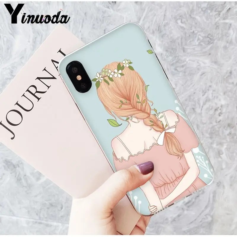 Чехол Yinuoda для телефона с длинными волосами и изображением растений цветов Apple