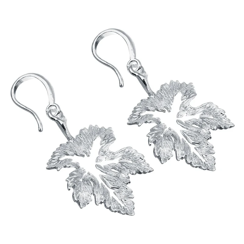 Женские серьги из стерлингового серебра 925 пробы ажурные в виде клена|drop earrings|earring