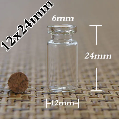 Capacity 0.8ml (12*24*6mm) 100pcs/lot Wishing bottle cork glass bottle, glass jar, mini glass bottles with corks