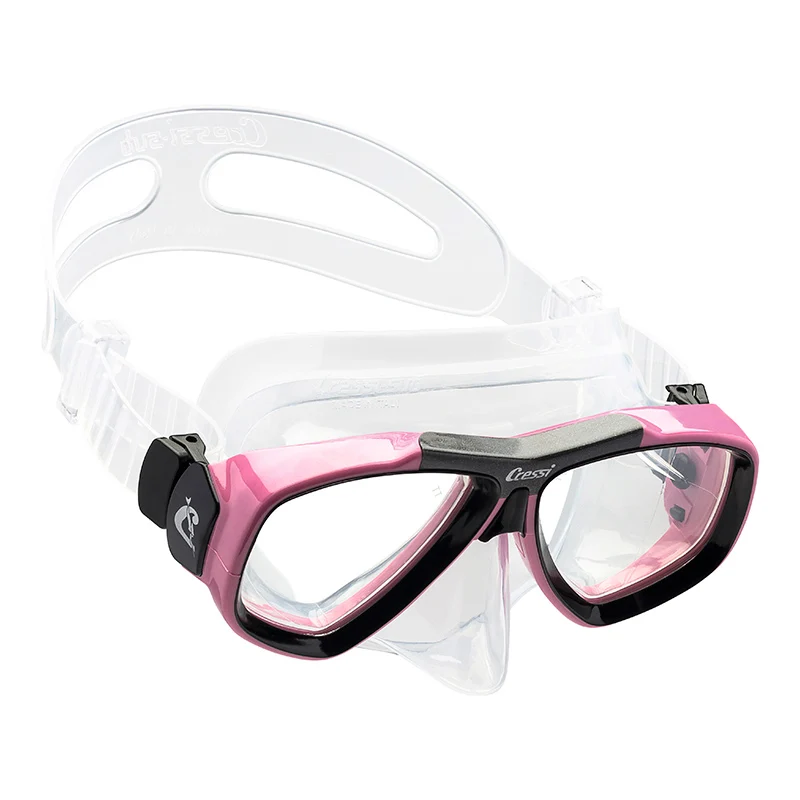 CLEAR-PINK Маленькое ручное производство фокус маска для подводного плавания закаленное Стекло 2 окна низкий объем Подводное плавание маска для взрослых - Цвет: CLEAR-PINK