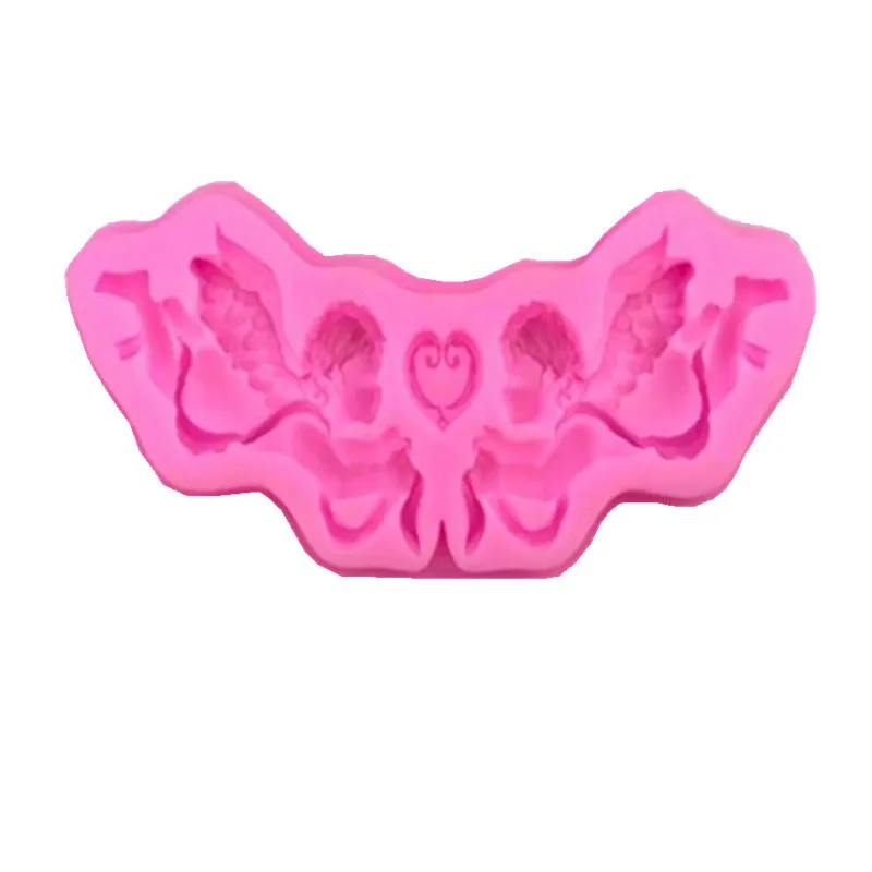 

Symmetrical angel turned sugar biscuits silicone mold handmade chocolate cake embossed mold cake dessert recipe DIY baking tools