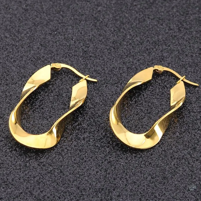 

Big Flat Like Noodles 40mm Brief Titanium Stainless Steel Colors Plated Men Earring Hoop Earrings For Women Classic Jewelry