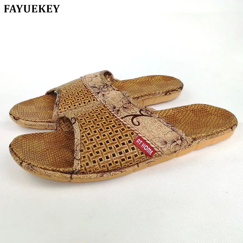 FAYUEKEY 2020 летние домашние льняные дышащие тапочки мужские пляжные сандалии
