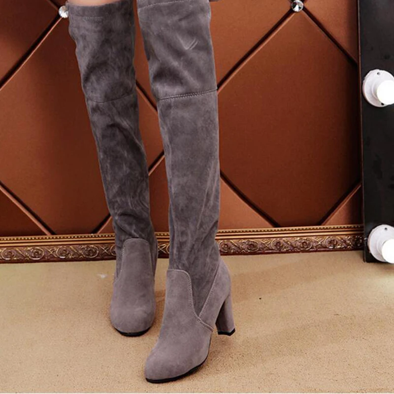 Autumn and winter over the knee boots women's high-heeled stovepipe stretch high slim bo | Обувь
