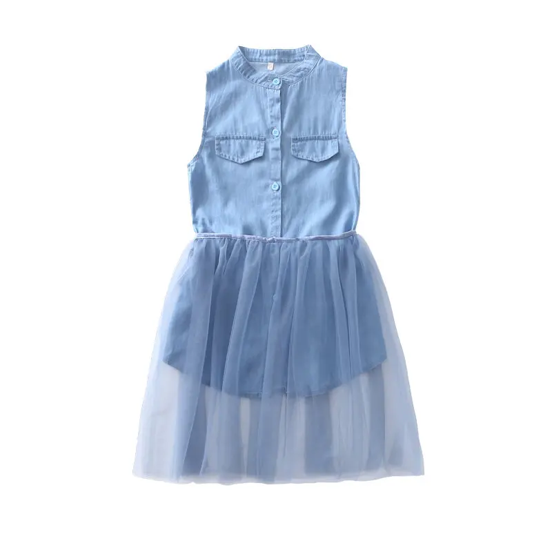 Big Girl Denim Jeans Prom Blouse Dresses For Cocktail Mesh Party Princess Tulle Dress Age 5 6 7 8 9 11 13 14 Years Old | Детская одежда