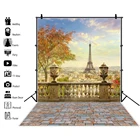 Laeacco, Старый город, Эйфелева башня, дерево, крыша, ребенок, живописная фотография, Фотофон для фотостудии