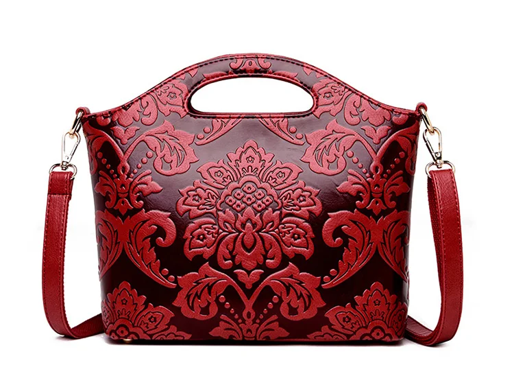 Rodful ретро цветочные сумка тисненая кожа для женщин Винтаж crossbody сумка Роскошные tote высокое качество