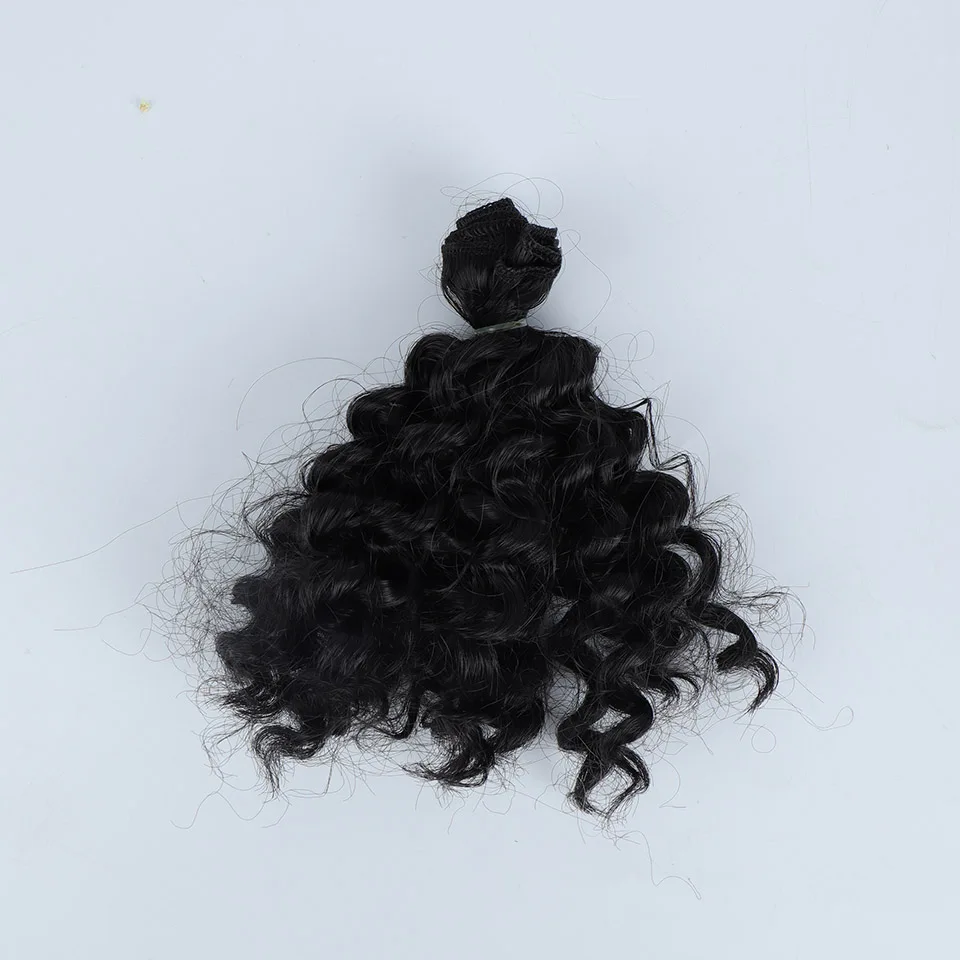 1B Allaosify 15 см* 100 см BJD парики Черный Золотой коричневый серебряный цвет короткие вьющиеся волосы для 1/3 1/4 1/6 куклы DIY - Цвет: 1B