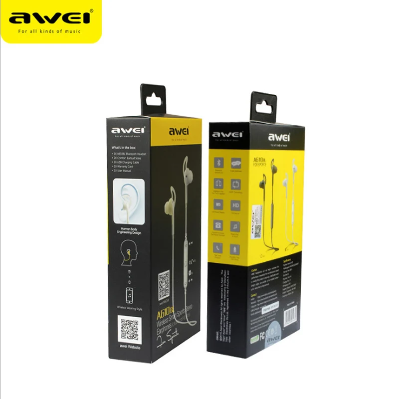 Спортивные Bluetooth Наушники AWEI A610BL Двойные стерео наушники с микрофоном