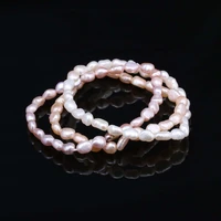 100 natural pearl bracelet charms elastic rope real pearl bracelets for girl friend pearl size 6 7 mm