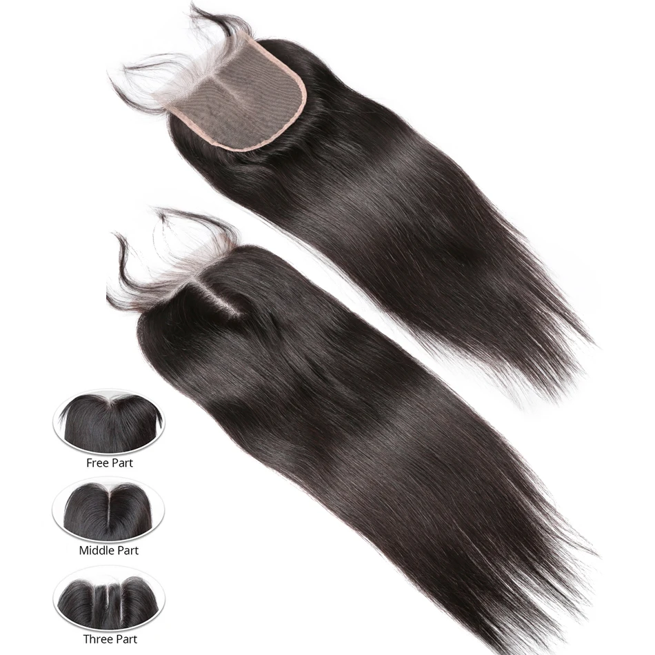 Rosabeauty 8-28 30 32 дюймов бразильские человеческие волосы плетение Remy Натуральные Прямые 3 4 пряди с 5x5 закрытие шнурка и 13x4 фронтальная