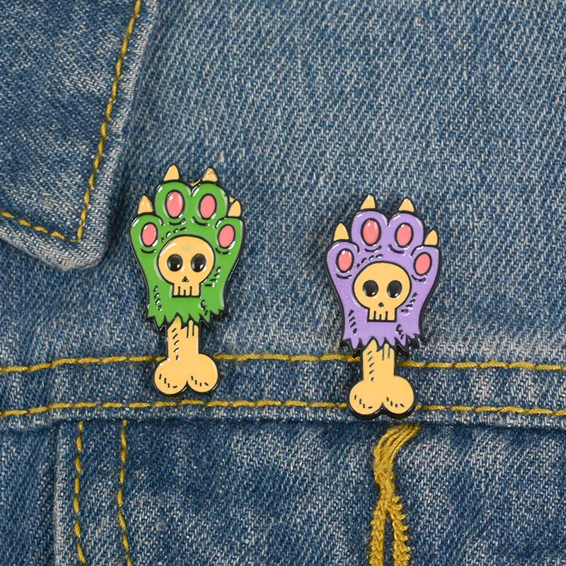 2019 эмалированный значок с изображением животных собак кошек лап костей панк