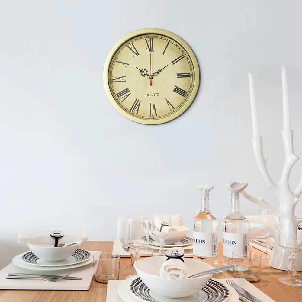 

Decorative PVC Hanging Wall Clocks Silent Vintage Brief Creative Quartz Living Room Plastic Clock Home Decor Roman Numbers Watch