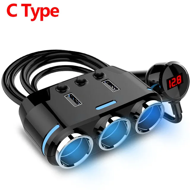 Розетка для автомобильного прикуривателя Разветвитель штекер светодиодный USB зарядное устройство адаптер 3.1A 2 USB порта Автомобильные аксессуары для MP3 телефона для Ipad - Название цвета: C type
