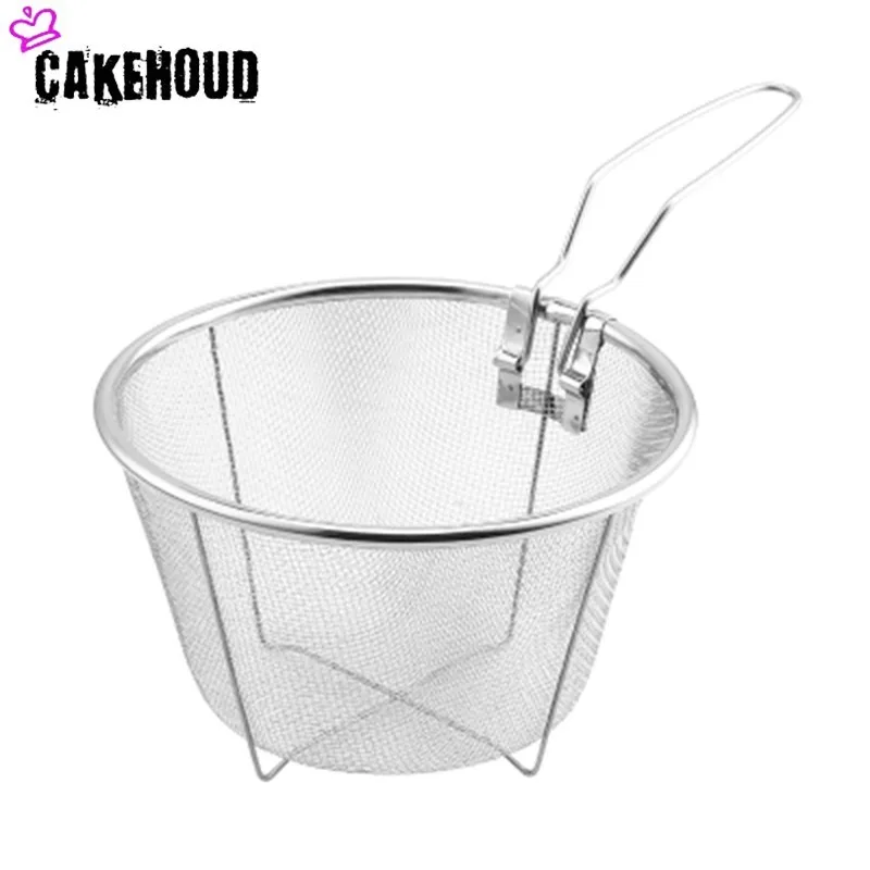 Светло-зеленый CAKEHOUD Жарка инструменты для приготовления пищи из нержавеющей стали складной фритюрница корзина жарки фильтр для сковороды пищевой дуршлаг. Утечки масла. Какао-сито - Цвет: Светло-зеленый