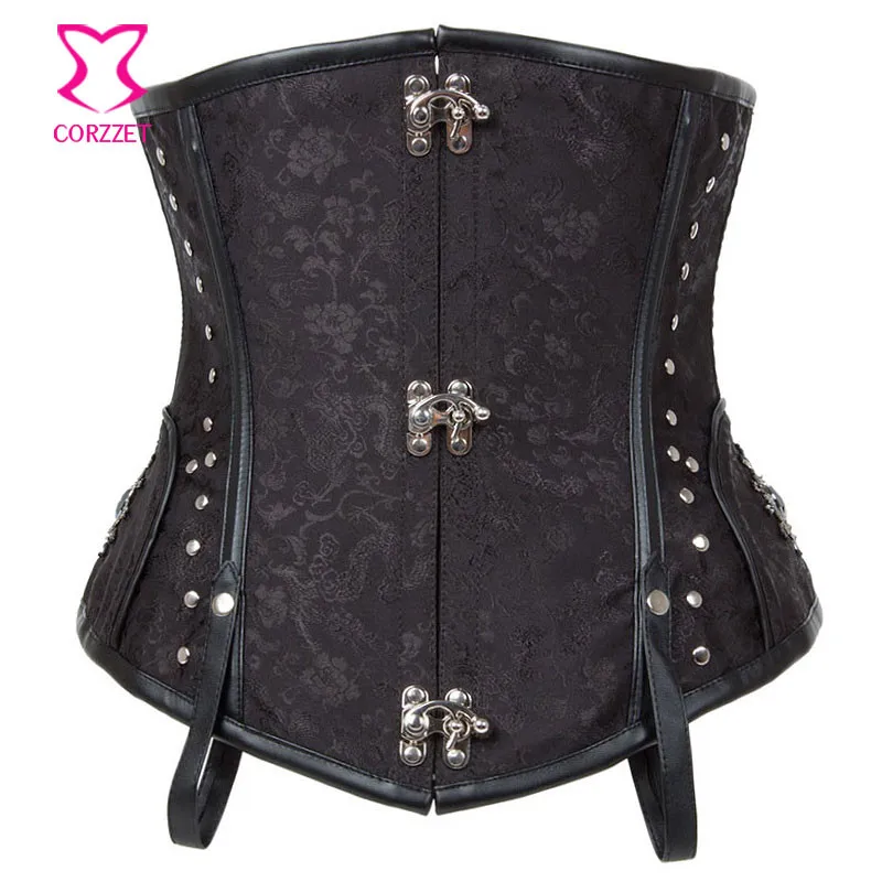 Корсет корректирующий черный/парчовый в стиле стимпанк пояс для талии