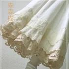 Туфли в стиле Mori Girl, мульти Слои кружевная хлопковая юбка для женщин белое сказочное платье с кружевом и вышивкой плиссированная полая принцесса юбка Kawaii юбки A285