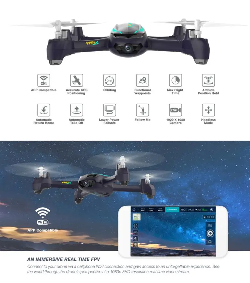 Квадрокоптер Hubsan H216A X4 DESIRE Pro Wi Fi FPV HD камера 1080P|Радиоуправляемые самолеты| |