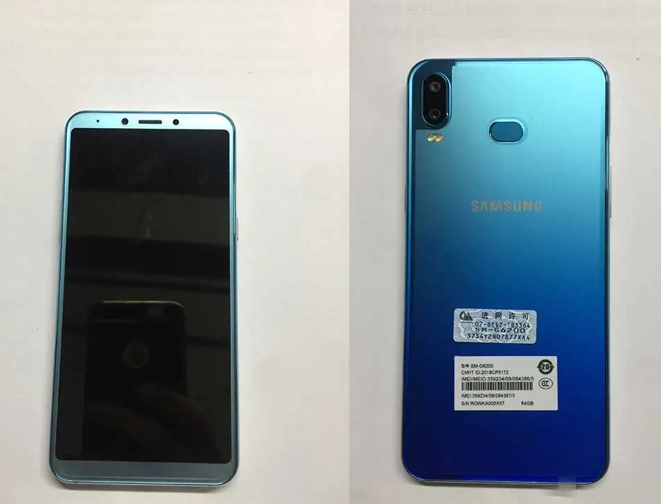 Мобильный телефон samsung Galaxy A6s SM-G6200, 6,0 дюймов, 6 ГБ ОЗУ, 64 ГБ/128 Гб ПЗУ, Восьмиядерный процессор Snapdragon 660, двойная задняя камера, телефон на Android