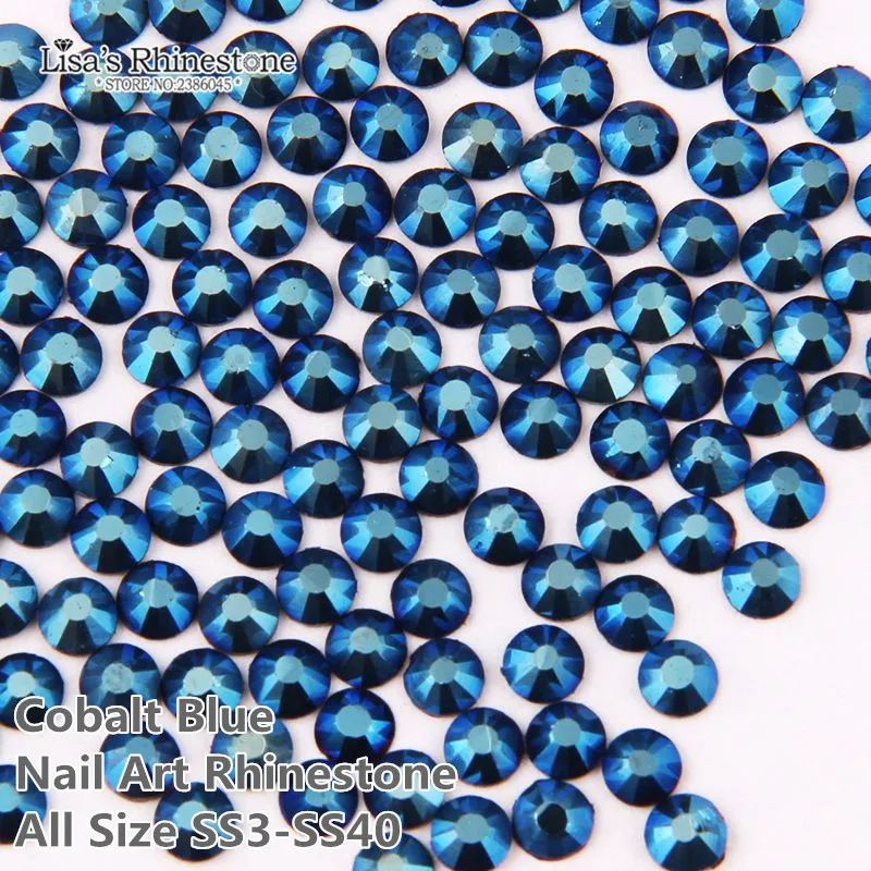 Стразы для дизайна ногтей синий кобальт|rhinestones glass|non hotfixglass rhinestones |