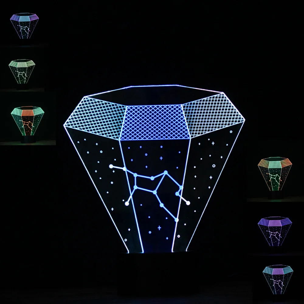 Новинка изобретение 3d Знак Зодиака Дева ночник Смешанные Цвет лампа Usb спальня