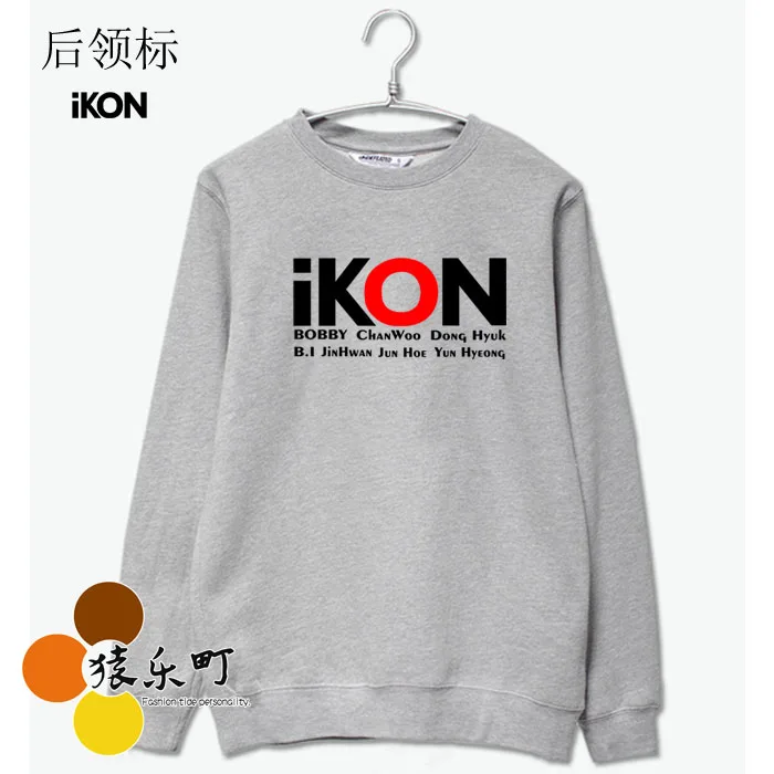 Kpop ikon свитер с круглым вырезом и принтом всех членов сезон весна-осень Модный