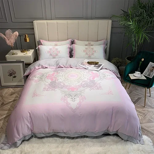 bedding set 2 Набор постельного белья из Тенсел-лиоцелла с рисунком птиц и цветов, 4 шт., мягчайший шелковистый дышащий пододеяльник для нежного сна, размер queen King - Цвет: bedding set 2