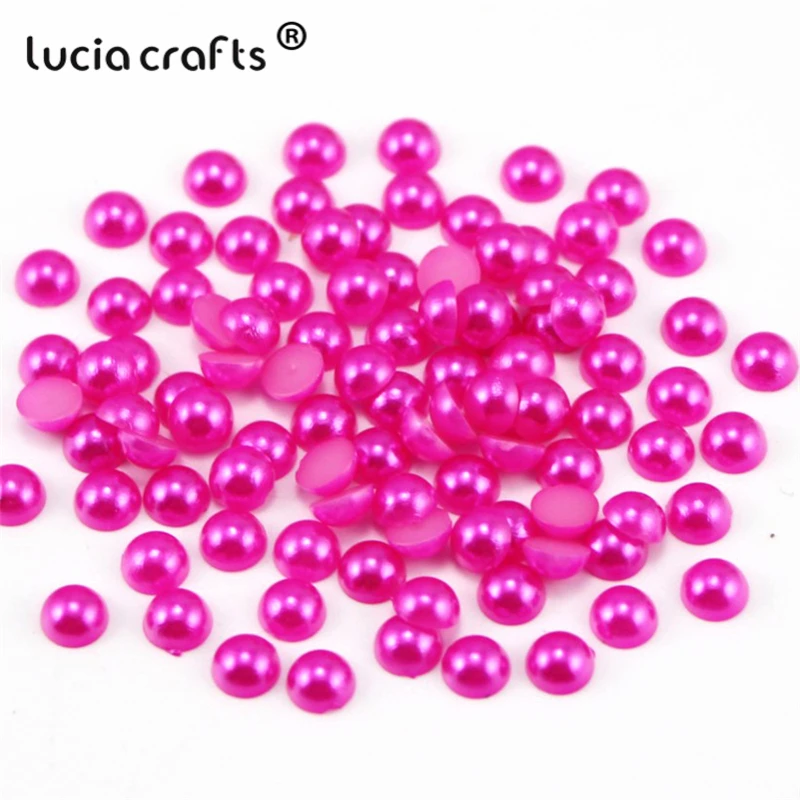 Lucia crafts 550 шт/1100 шт 5 мм многоцветные поделки ABS искусственный жемчуг полукруглый плоский с оборота жемчуг DIY аксессуары F0907