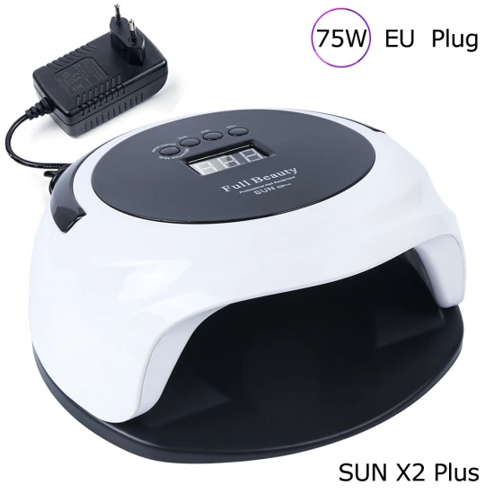 SUN X2plus EU Plug 75 Вт Сушилка для ногтей УФ светодиодная лампа набор таймер с функцией памяти отверждающая машина для всех типов гель ЖК-дисплей лак для ногтей маникюр TRSUN X2plus - Цвет: SUN X2plus EU Plug