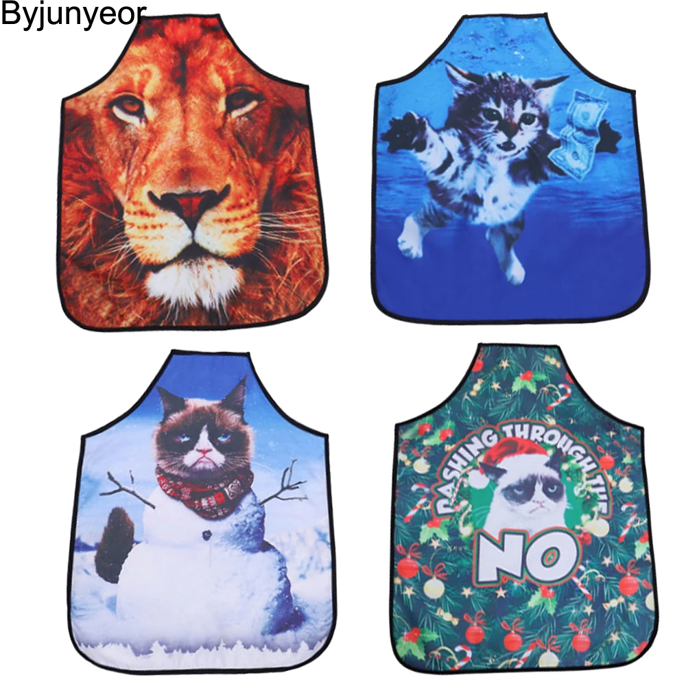 

3D Funny Aprons Animals lion Kitchen Apron Dinner Party Cooking Apron Cozinha Tablier Cuisine Pinafore Adult Children