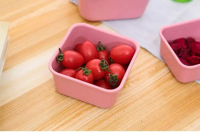 3pcs/lot Wheat Straw Microwave Tableware Bento Box Biodegradable Natural Student Portable Food Storage Lunch OK 0885 | Дом и сад